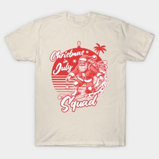 Christmas in July Squad - Santa Surfing T-Shirt